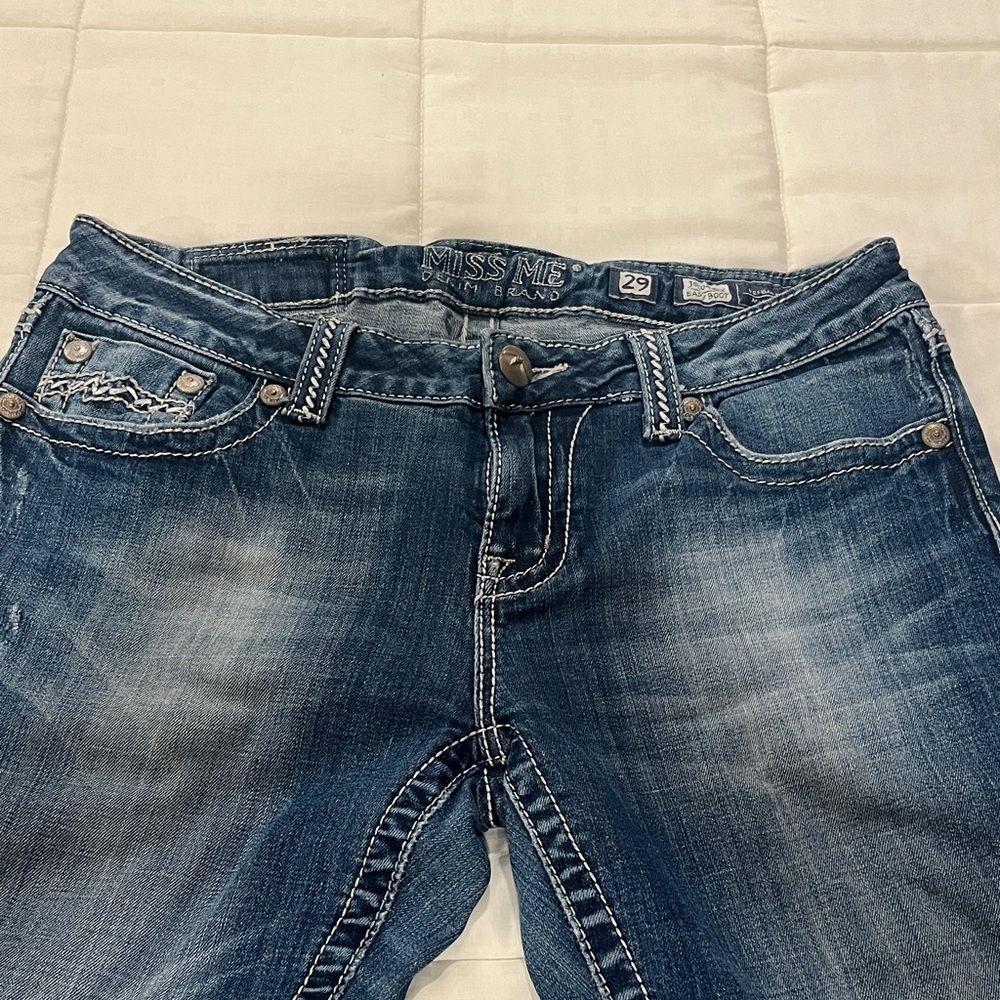 Miss Me Women's Distressed Blue Easy Boot Cut Jeans